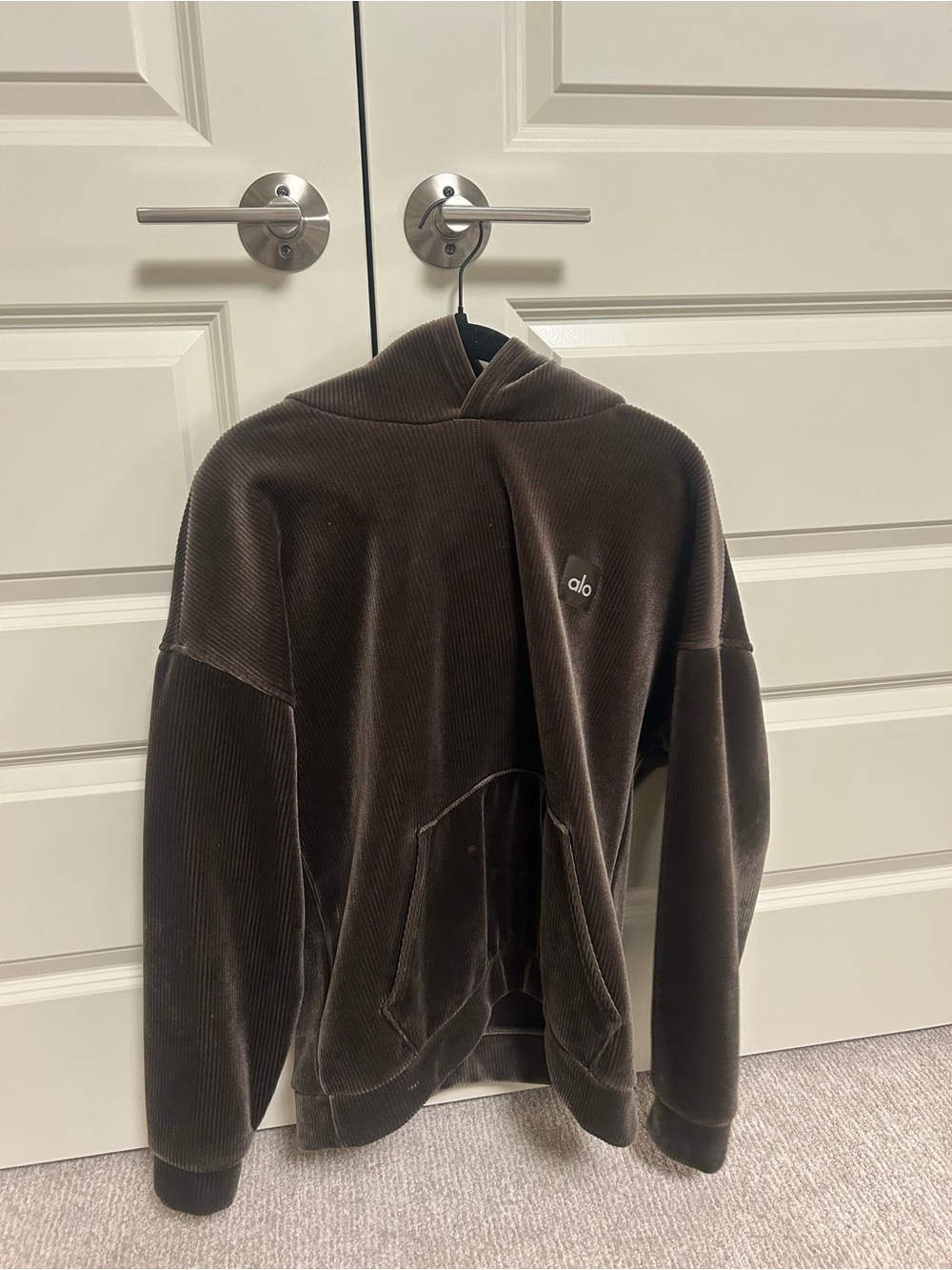 ALO Yoga Men’s Brown Corduroy Crewneck Hoodie